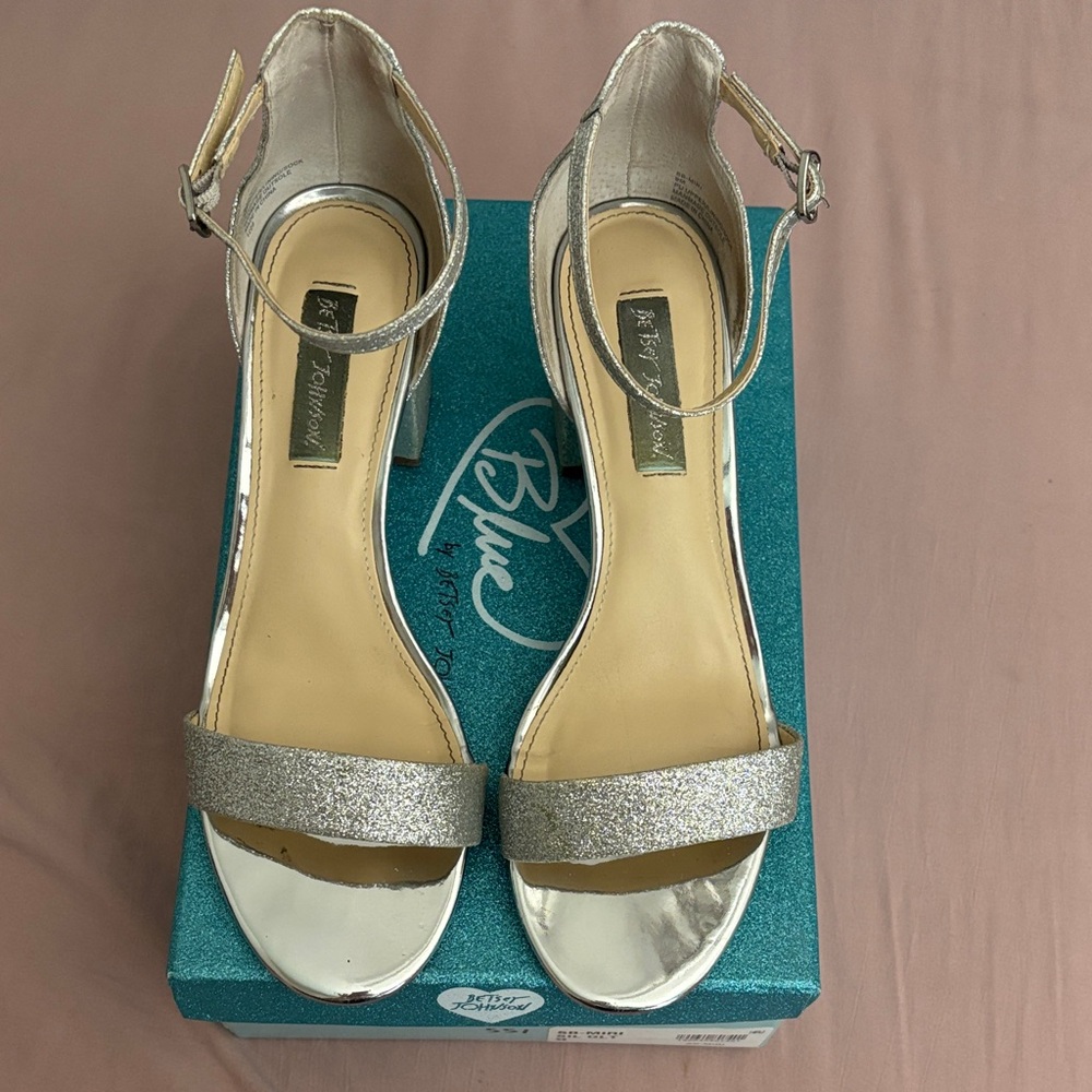Blue by Betsey Johnson Glittering Silver Heels